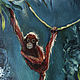 Орангутанг в джунглях острова Борнео Картина маслом 30х40 см. Картины. Викторианка. Интернет-магазин Ярмарка Мастеров.  Фото №2