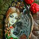 Заказать Кулон "Велес" лаковая миниатюра, медведь,девушка. Марина Захарова  миниатюра на камне. Ярмарка Мастеров. . Подвеска Фото №3