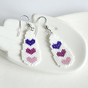 Украшения handmade. Livemaster - original item Small white earrings with hearts. Handmade.