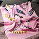 Винтаж: Розовый шелковый платок с перьями. Платки винтажные. Irina-ekw. Интернет-магазин Ярмарка Мастеров.  Фото №2