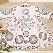 роскошный узбекский чистый шелк ИКАТ атлас ручной работы