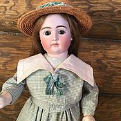 Одежда для кукол: Платье и шляпка для антикварной куклы ростом 50 см