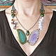 'Kiss of the butterfly' necklace with slices of agate on a cord, Necklace, Voronezh,  Фото №1