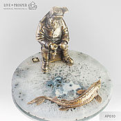 Для дома и интерьера handmade. Livemaster - original item The fisherman with the Sturgeon agate bronze gift man Manager 23 Feb. Handmade.