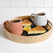 Для дома и интерьера handmade. Livemaster - original item Wooden round large tray with handles D35 H5. Art.2211. Handmade.