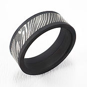 Украшения handmade. Livemaster - original item Ring made of Damascus steel and black zirconium. Handmade.