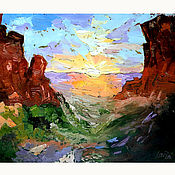 Картины и панно handmade. Livemaster - original item Oil painting mountains Dawn in the mountains Painting red mountains. Handmade.
