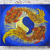 Картины и панно handmade. Livemaster - original item Painting carp yin yang painting fish goldfish painting. Handmade.