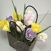 Цветы и флористика handmade. Livemaster - original item Bouquet of Crocuses in the package. Flowers polymer clay handmade.. Handmade.