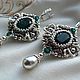 Серьги ручной работы из бисера и кристаллов Swarovski Гузель