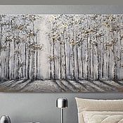 Картины и панно handmade. Livemaster - original item Interior painting silver forest with birches in the sun. Handmade.
