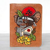 Сумки и аксессуары handmade. Livemaster - original item Gizmo Sand Brown Hand Painted Passport Cover. Handmade.