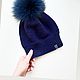 hat. Accessories for women. Knitted Cap with Fur pompom. Caps. Happyknitted. Online shopping on My Livemaster.  Фото №2