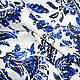 Лен яркий синий восточный узор, Ткани, Сочи,  Фото №1