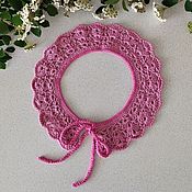 Аксессуары handmade. Livemaster - original item Pink Crocheted collar patch with ties as a gift. Handmade.