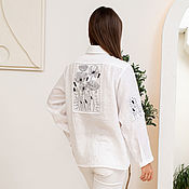 Linen Shirt natural color with embroidery