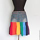 Denim skirt 'rainbow'. Skirts. vyazanaya6tu4ka. Online shopping on My Livemaster.  Фото №2