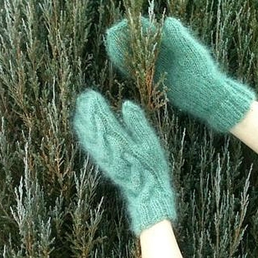 Аксессуары ручной работы. Ярмарка Мастеров - ручная работа варежки из мохера "Полынь". Handmade.