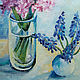 Oil painting Hyacinths and Muscari Canvas 30 x 24 Spring flowers. Pictures. matryoshka (azaart). My Livemaster. Фото №4