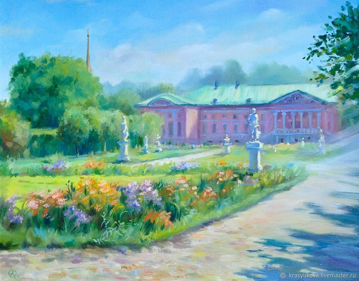 Летняя картина маслом "Усадьба Кусково" пейзаж с парком в интернет ...