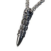 Украшения handmade. Livemaster - original item Bullet pendant with Skulls # 7 stainless steel. Handmade.