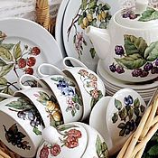 Porcelain painting Teapot porcelain Primrose and dragonfly