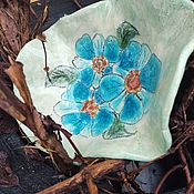 Посуда handmade. Livemaster - original item Ceramic Plate Blue Flowers.. Handmade.