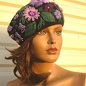 Аксессуары handmade. Livemaster - original item Berets: beret and felt with embroidery. Handmade.