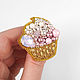 Brooch of beads Cupcake cake pink, brooch sweetness, Brooches, Smolensk,  Фото №1