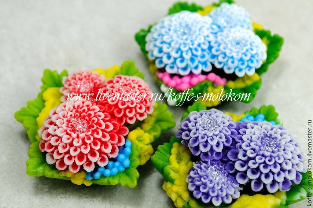 Silicone molds for soap Bouquet of dahlias, Form, Moscow,  Фото №1