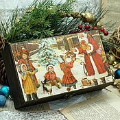 Для дома и интерьера handmade. Livemaster - original item Box Santa Claus and kids decoupage array. Handmade.