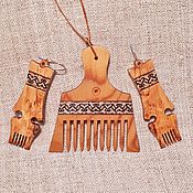 Русский стиль handmade. Livemaster - original item Russian Jewelry, comb, earrings Karelian birch wooden jewelry. Handmade.