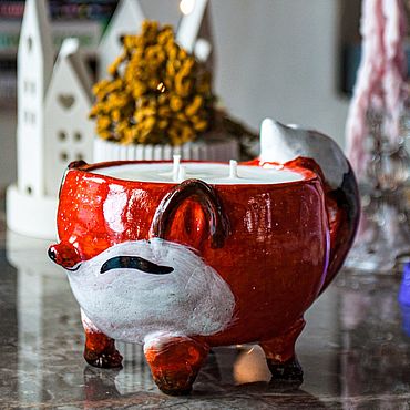 Сувениры и подарки ручной работы. Ярмарка Мастеров - ручная работа Лис гипс свеча соевый воск. Handmade.