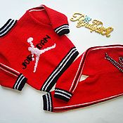 Вязаный спортивный костюм для ребенка "Адидас" на 0-12 месяцев
