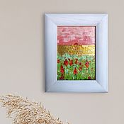 Картины и панно handmade. Livemaster - original item Sunset on the golden River. Flower picture in a wooden frame. Handmade.