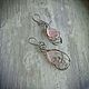 Drop earrings with rose quartz wire wrap, Earrings, Bratsk,  Фото №1