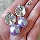 Серьги "Purple Pearls", хлопковый жемчуг, фианиты. Серьги классические. NKJewelry. Ярмарка Мастеров.  Фото №5