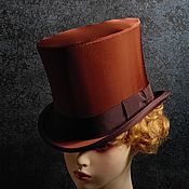 Аксессуары handmade. Livemaster - original item Brown satin top hat 