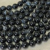 Материалы для творчества handmade. Livemaster - original item Copy of Black agate 14 mm, cut Beads, natural stone. Handmade.