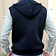 Order Black Hooded Vest, Men's warm vest, Vest with Pockets. Lara (EnigmaStyle). Livemaster. . Mens vests Фото №3