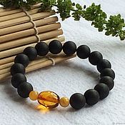 Bracelet from Baltic amber, color is Tea, 8 g