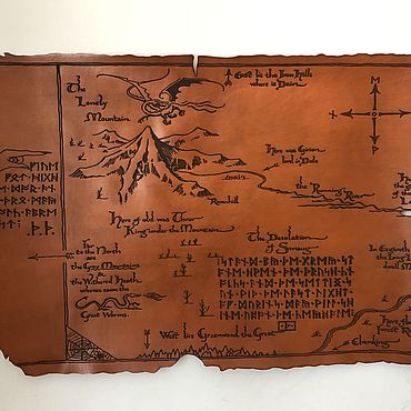 Картины и панно ручной работы. Ярмарка Мастеров - ручная работа Кожаная карта Средиземья, карта Трора, Властелин колец, Хоббит. Handmade.