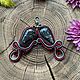 Octopus earrings, soutache black and red with eudialyte, Earrings, Moscow,  Фото №1