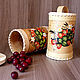 Birch bark basket painted. A container for storing tea, salt, sugar, Jars, Tomsk,  Фото №1
