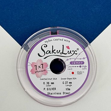 Ювелирный тросик 0,36мм серебро SakuLux Flexy 49, 1 метр. ТР05