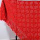 Red Shawl 200*100 Crocheted Triangular with Tassels #018, Shawls, Nalchik,  Фото №1