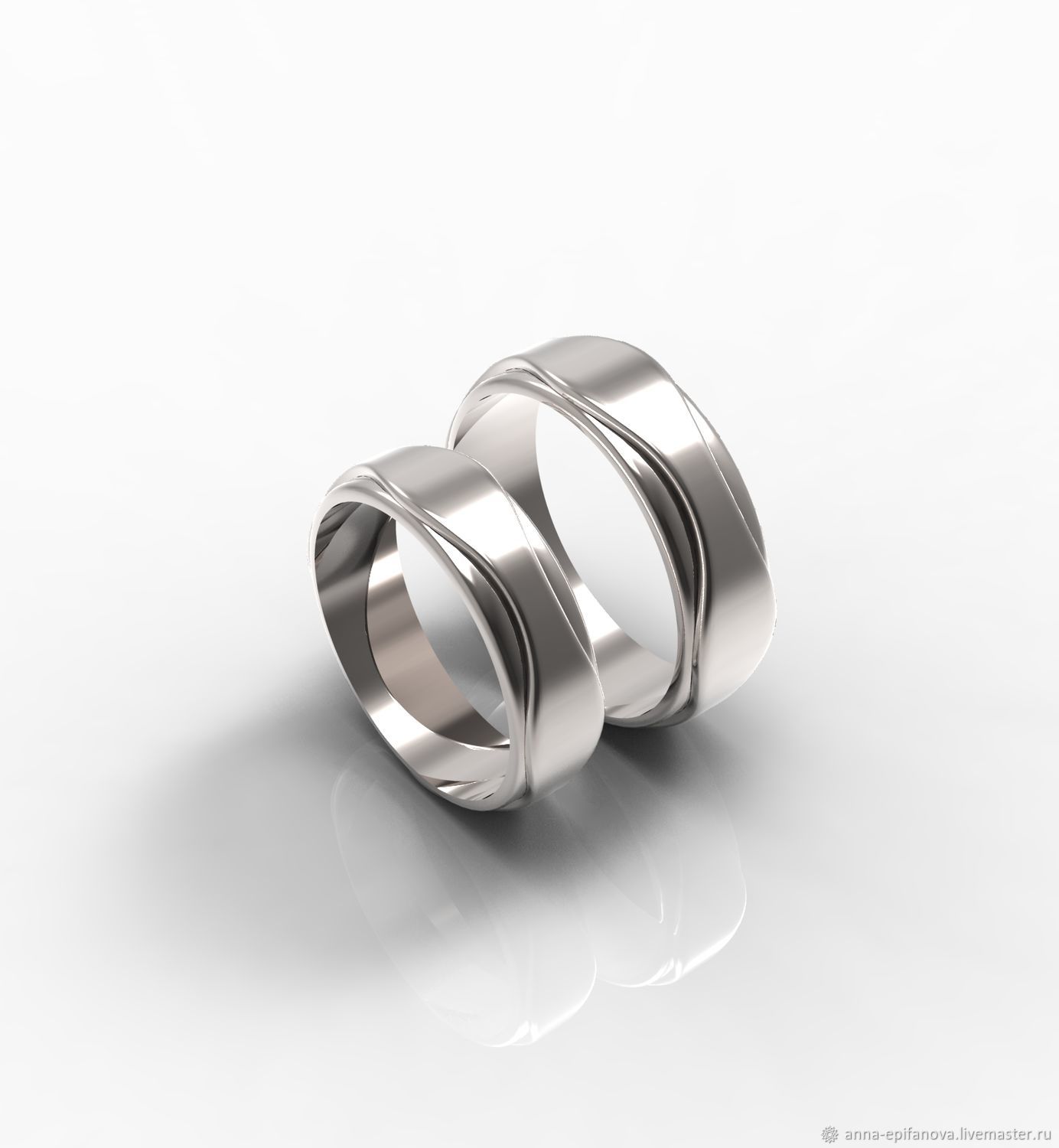 Pair of silver wedding rings (Ob78), Engagement rings, Chelyabinsk,  Фото №1