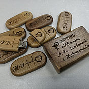 Сувениры и подарки handmade. Livemaster - original item Wooden flash drive with engraving (text, drawings, design), souvenir. Handmade.