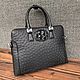 Men's bag, made of genuine ostrich leather, in black!. Men\'s bag. SHOES&BAGS. Online shopping on My Livemaster.  Фото №2