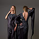 Вечернее платье из атласа серого цвета, с ручной вышивкой от "АгАтА". Платья. АгАтА. Ярмарка Мастеров.  Фото №4